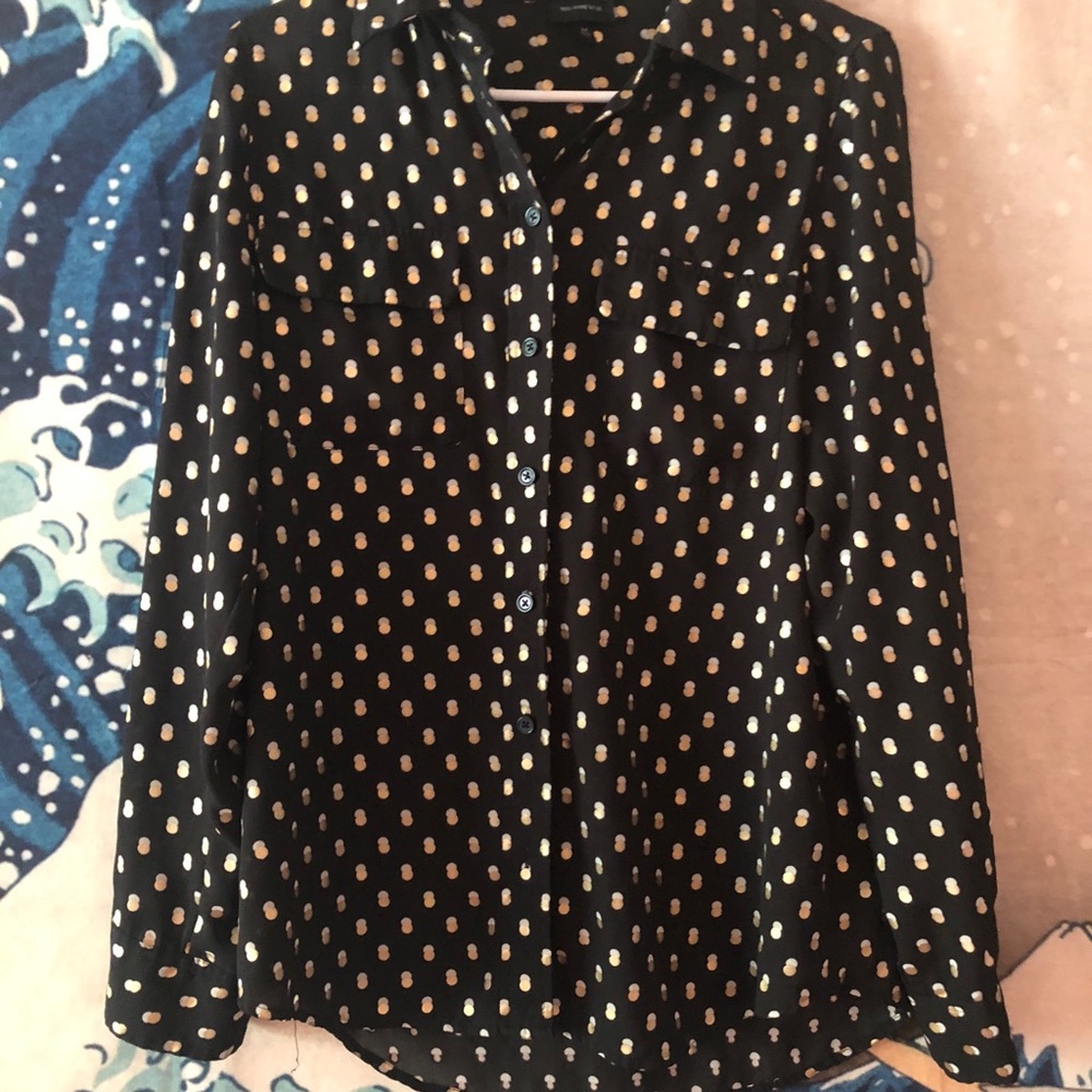 Black button up with Gold and Silver pattern